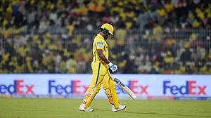 AP Photo/Aijaz Rahi : Chennai Super Kings' wicketkeeper Sanju Samson leaves the ground after losing his wicket during the Indian Premier League cricket match between Chennai Super Kings and Punjab Kings in Chennai, India, Friday, April 3, 2026.
