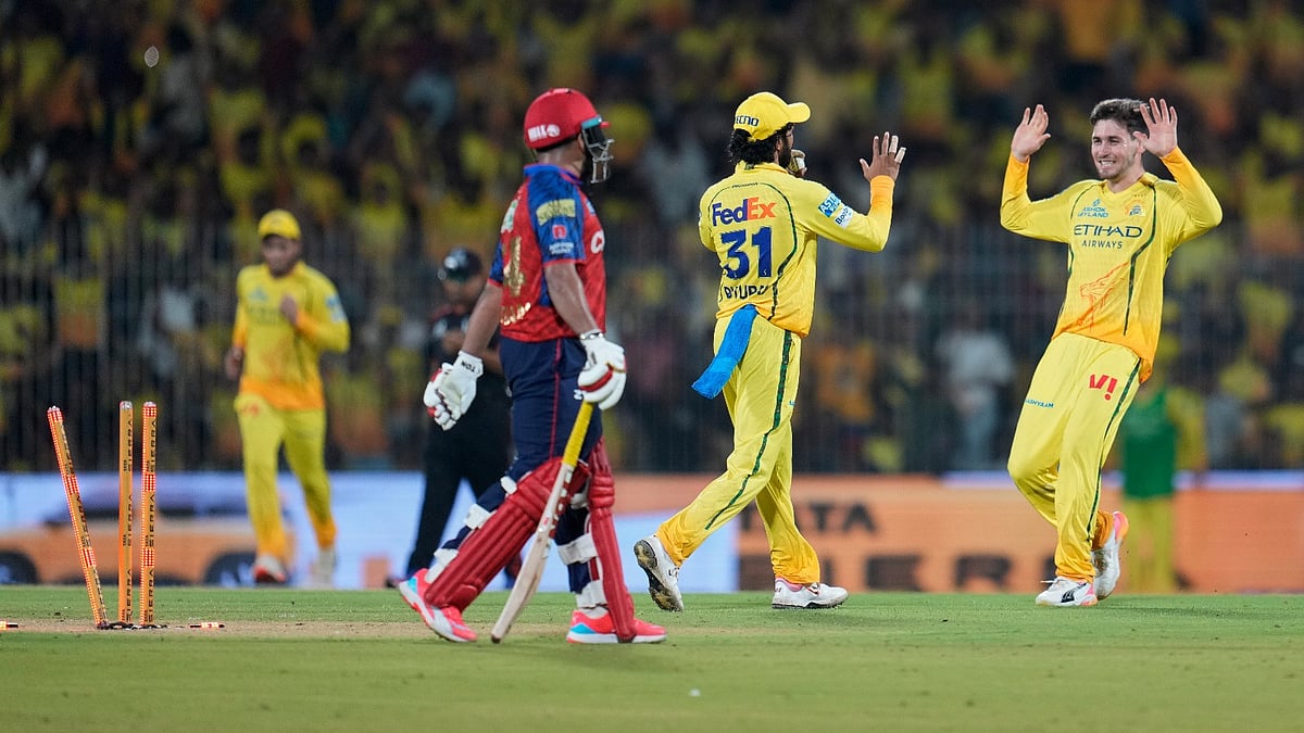 Chennai Super Kings' captain Ruturaj Gaikwad celebrates the run out of Punjab Kings' Prabhsimran Singh with teammates during the Indian Premier League cricket match between Chennai Super Kings and Punjab Kings in Chennai, India, Friday, April 3, 2026.  - AP Photo