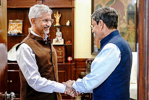 External Affairs Minister S Jaishankar with West Bengal Governor RN Ravi during a meeting. 