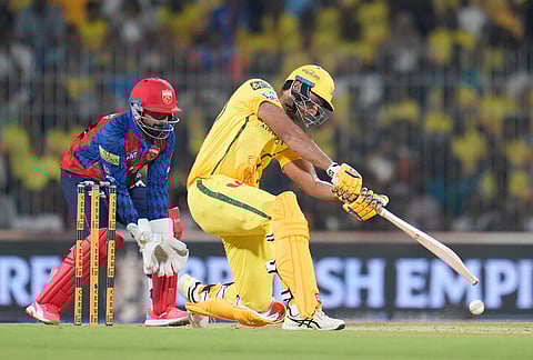 Chennai Super Kings' Shivam Dube plays a shot during the Indian Premier League cricket match between Chennai Super Kings and Punjab Kings in Chennai.