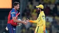 AP Photo : Punjab Kings' Marcus Stoinis shakes hand with Chennai Super Kings' captain Ruturaj Gaikwad after wining the Indian Premier League cricket against Chennai Super Kings and Punjab Kings in Chennai, India, Friday, April 3, 2026. 