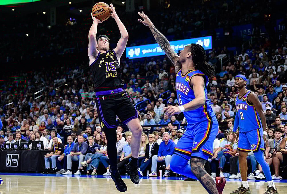 Oklahoma City Thunders Vs Los Angeles Lakers nba basketball-Austin Reaves