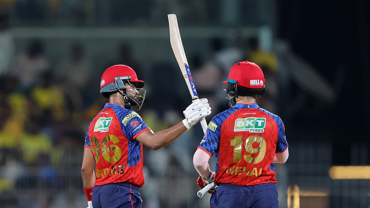 Shreyas Iyer win action with Nehal Wadhera at the MA Chidamabaram Stadium in Chennai during PBKS vs CSK IPL 2026 match.  - AP Photo