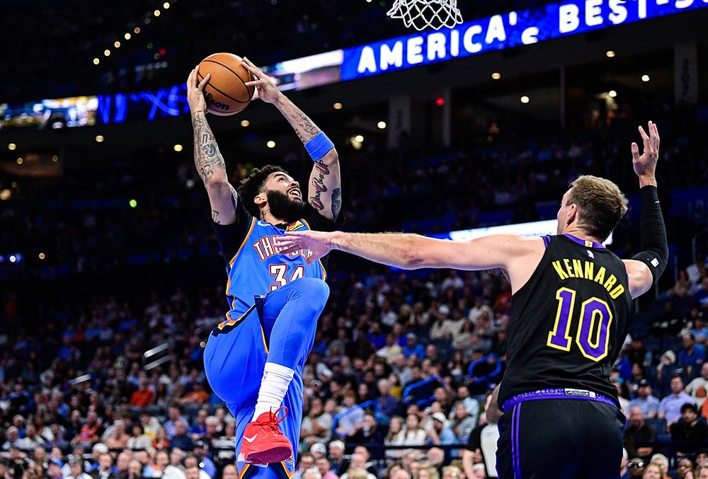 Oklahoma City Thunders Vs Los Angeles Lakers nba basketball-Kenrich Williams