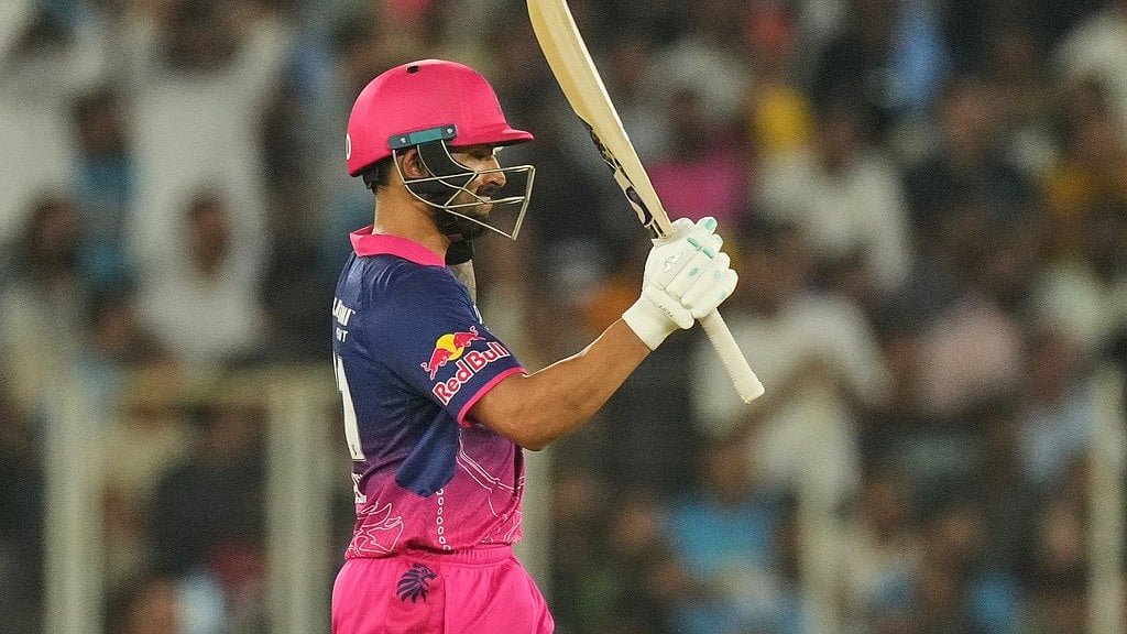 Rajasthan Royals' Dhruv Jurel celebrates his fifty runs during the Indian Premier League cricket match between Gujarat Titans and Rajasthan Royals in Ahmedabad, India, Saturday, April 4, 2026.  - AP Photo