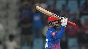 (AP Photo/Manish Swarup) : Delhi Capitals' Sameer Rizvi celebrates his fifty runs during the Indian Premier League cricket match between Lucknow Super Giants and Delhi Capitals in Lucknow, India, Wednesday, April 1, 2026.