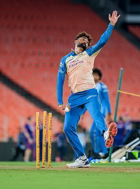 Gujarat Titans’ Mohammed Siraj during a training session ahead of the IPL 2026 cricket match against Rajasthan Royals, in Ahmedabad.