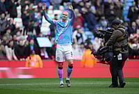 | Photo: AP/Jon Super : Manchester City's Erling Haaland reacts after the FA Cup quarter-final soccer match between Manchester City and Liverpool in Manchester, England.