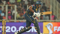 AP Photo : Gujarat Titans' Sai Sudharsan plays a shot during the Indian Premier League cricket match between Gujarat Titans and Rajasthan Royals in Ahmedabad, India, Saturday, April 4, 2026.