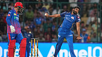 DC Vs MI, IPL 2026: Jasprit Bumrah’s Stunning Direct Hit Sends Nitish Rana Back For A Duck - Watch (AP Photo/Manish Swarup) : Mumbai Indians' Jasprit Bumrah bowls a delivery during the Indian Premier League cricket match between Delhi Capitals and Mumbai Indians in New Delhi, India, Saturday, April. 4, 2026.