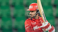 thepslt20/X : Sameer Minhas in action for Islamabad United in PSL 2026 clash againt Rawalpindiz.