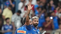 DC Vs MI, IPL 2026: Why Hardik Pandya Is Not Playing Against Delhi Capitals? | Photo: AP/Rafiq Maqbool : Mumbai Indians' captain Hardik Pandya celebrates after won the match during the Indian Premier League cricket match between Mumbai Indians and Kolkata Knight Riders in Mumbai.
