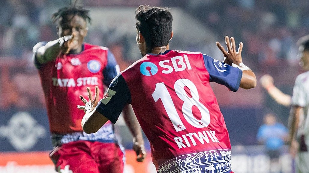 Jamshedpur FC's Ritwik Das celebrates his goal against Mohun Bagan Super Giant in the Indian Super League. - Photo: X/Jamshedpur FC