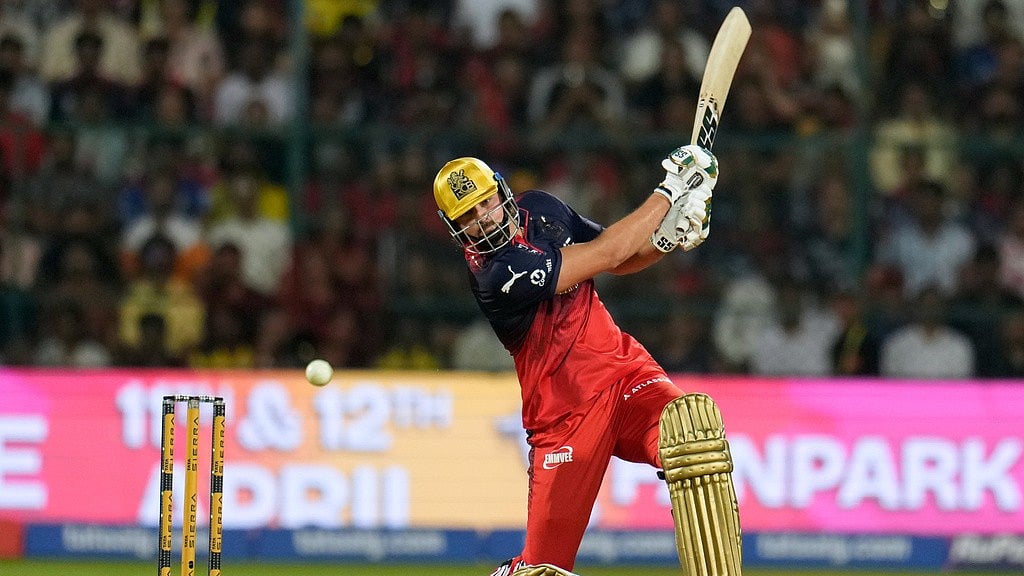 Royal Challengers Bengaluru's Tim David plays a shot during the Indian Premier League match against Chennai Super Kings in Bengaluru. - AP