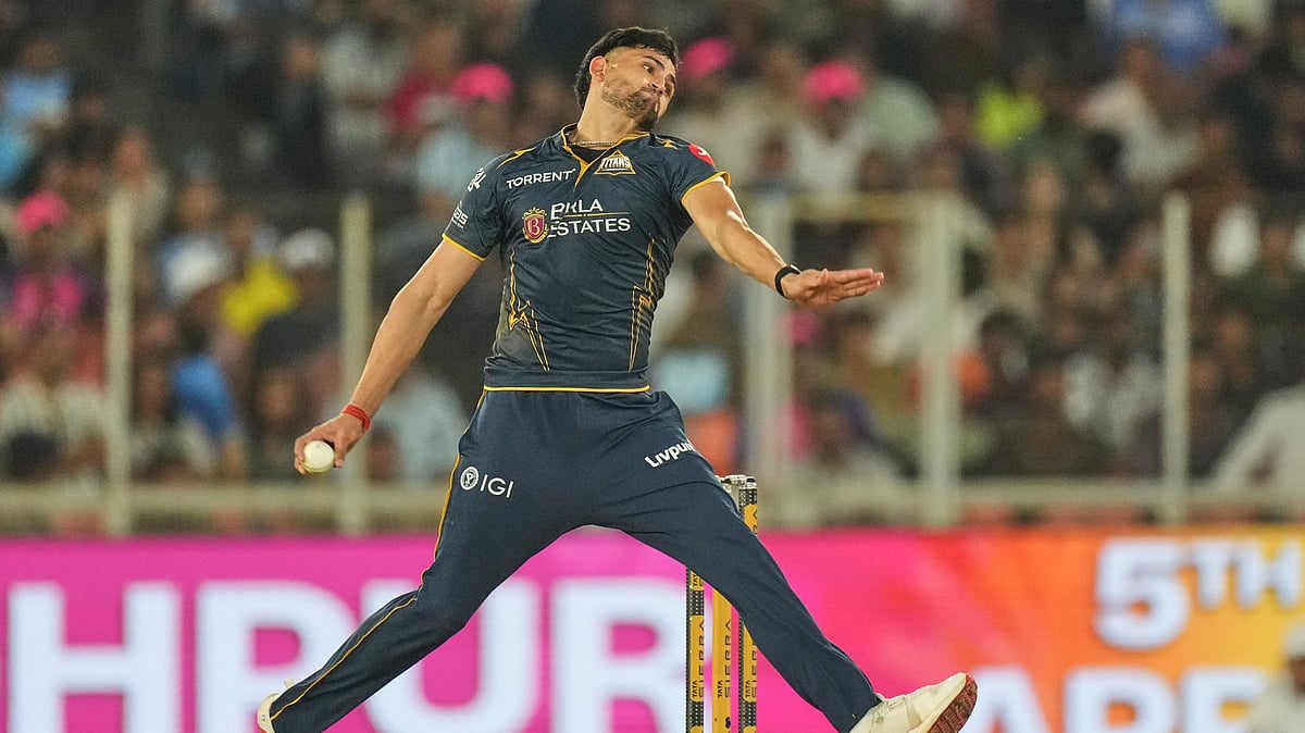 Gujarat Titans' Ashok Sharma bowls a delivery during the Indian Premier League cricket match between Gujarat Titans and Rajasthan Royals in Ahmedabad, India, Saturday, April 4, 2026 - (AP Photo/Ajit Solanki)