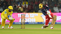 AP : Royal Challengers Bengaluru's captain Rajat Patidar plays a shot during the Indian Premier League cricket match.