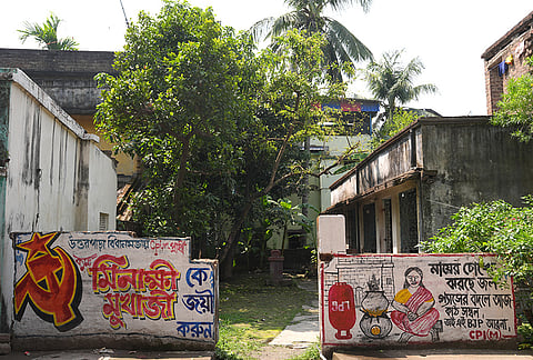 Political wall graffiti ahead of the West Bengal Assembly elections