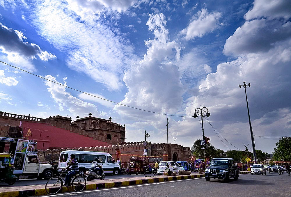 Clouds loom over Junagarh Fort in Bikaner