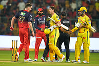 RCB Vs CSK, IPL 2026: David Stars In Royal Challengers Bengaluru Victory Photo: AP/Aijaz Rahi : Royal Challengers Bengaluru's Jacob Duffy, left, walks to shake hands with Chennai Super Kings' Matt Henry after Royal Challengers Bengaluru won the Indian Premier League cricket match against Chennai Super Kings in Bengaluru, India.