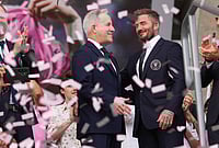Lionel Messi And Luis Suarez Shine As David Beckham’s Dream Becomes Reality At Miami Freedom Park's Opening | Photo: AP/Lynne Sladky : Inter Miami CF managing owner Jorge Mas, left, and co-owner David Beckham, right, stand together during a ribbon cutting ceremony before Inter Miami's first MLS soccer match in Nu Stadium against Austin FC, in Miami.