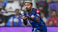 RR Vs MI Preview, IPL 2026: Mumbai Seek Reset Against Rampaging Royals; Pandya Fitness In Focus PTI : Mumbai Indians' captain Hardik Pandya takes the catch of Kolkata Knight Riders' skipper Ajinkya Rahane during an Indian Premier League 2026 match at the Wankhede Stadium.