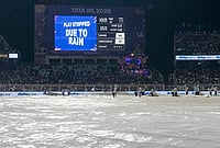KKR Vs PBKS, IPL 2026: See Best Photos From Indian Premier League Match 12 At Kolkata's Eden Gardens | Photo: PTI/Manvender Vashist Lav : Ground staff cover the ground during rain interruption in an Indian Premier League (IPL) 2026 cricket match between Kolkata Knight Riders and Punjab Kings at Eden Gardens, in Kolkata