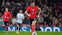 | Photo: AP/Alastair Grant : England's Harry Maguire in action during the international friendly soccer match between England and Uruguay in London, Friday, March 27, 2026. 