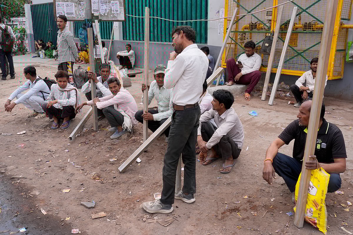  Workers At Noida’s Labour Market Hub 