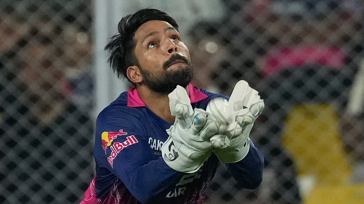 Rajasthan Royals' Dhruv Jurel takes the catch to dismiss Mumbai Indians' Ryan Rickelton during the Indian Premier League cricket match between Mumbai Indians and Rajasthan Royals in Guwahati, India, Tuesday, April 7, 2026.  - AP Photo