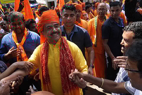 Election campaign of BJP leader Suvendu Adhikari on the occasion of Ramnavami at Bhabanipur constituency. 