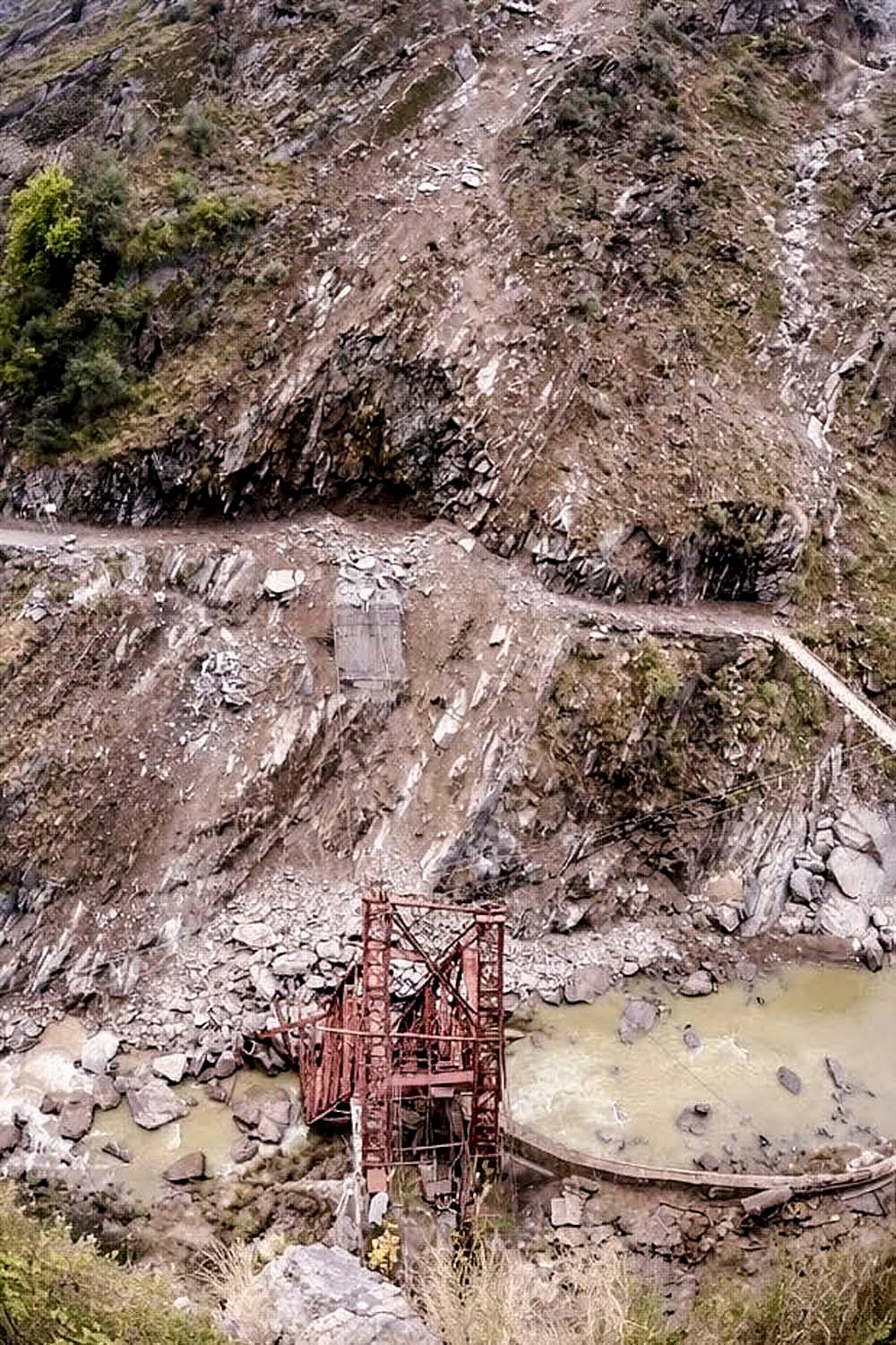 Under-construction Siyur Bridge washed away in landslide in Chamba