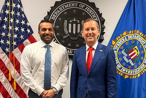 FBI Director Kash Patel during a meeting with the US envoy to New Delhi Sergio Gor, in Washington DC. 