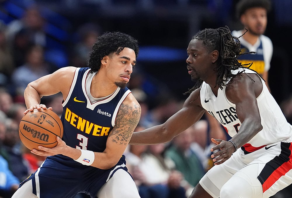 denver nuggets vs portland trail blazers nba basketball-Julian Strawther