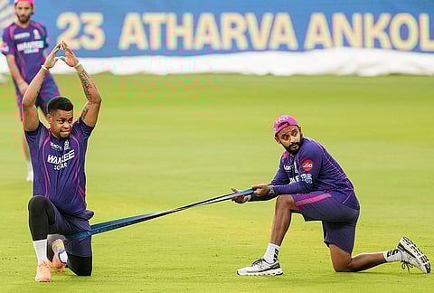 Rajasthan Royals' Shimron Hetmyer during a practice session ahead of an Indian Premier League (IPL) 2026 T20 cricket match between Rajasthan Royals and Mumbai Indians, in Guwahati, Assam.