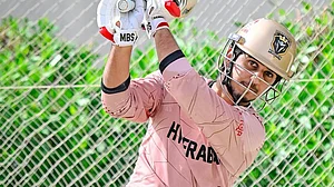 HHKingsmen/X : Saim Ayub in Hyderabad Kingsmen training before match against Peshawar Zalmi in PSL 2026.