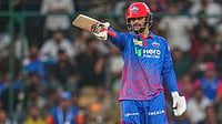 | Photo: AP/Manish Swarup : Delhi Capitals' Sameer Rizvi celebrates his fifty runs during the Indian Premier League match between Delhi Capitals and Mumbai Indians in New Delhi.