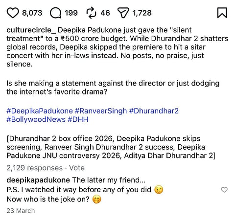 Deepika Padukone comment on trolls on Dhurandhar 2