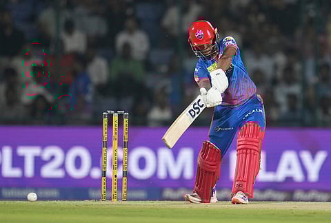 Delhi Capitals' Pathum Nissanka plays a shot during the Indian Premier League cricket match between Delhi Capitals and Gujarat Titans in New Delhi.