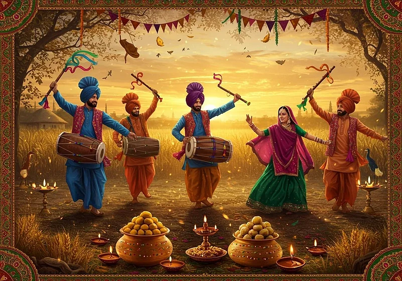 Lohri festival: Punjabi dancers with dhol drums