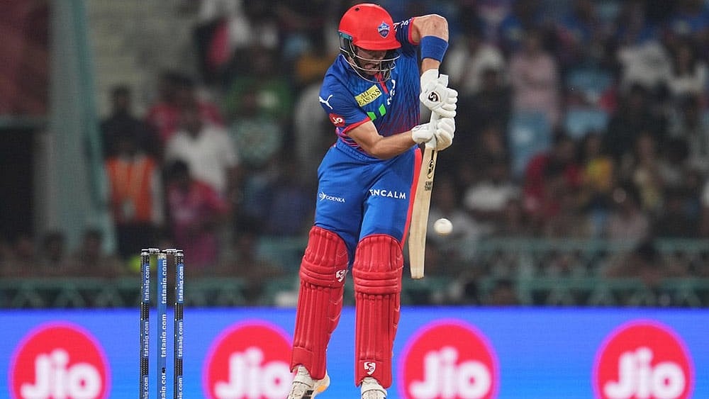 Delhi Capitals' Tristan Stubbs plays a shot during the Indian Premier League cricket match between Lucknow Super Giants and Delhi Capitals in Lucknow, India. - | Photo: AP/Manish Swarup