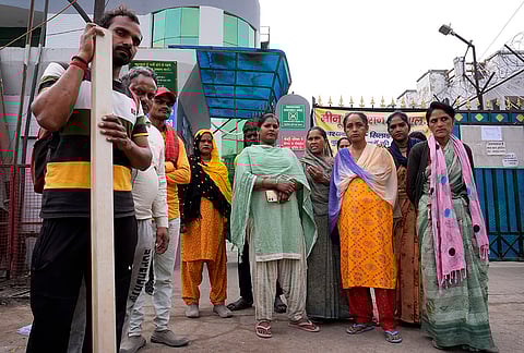 Babita, from Bihar, used to work as a cook in a bungalow before joining the labour force two months ago. She said political parties sweet-talk labour voters during elections but are nowhere to be seen now.