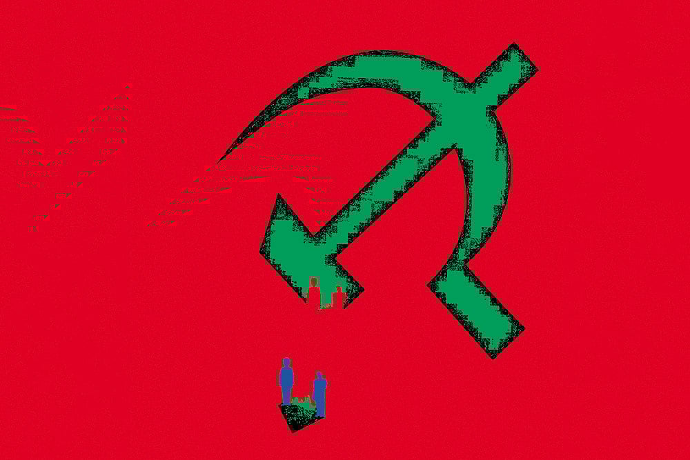 While disenchantment among Dalits and Adivasis in Kerala reflects a shift in the Left’s orientation in the state towards an aspirational middle class, the unease among Muslims underscores the dilemmas of electoral balancing.  - Illustration: Vikas Thakur