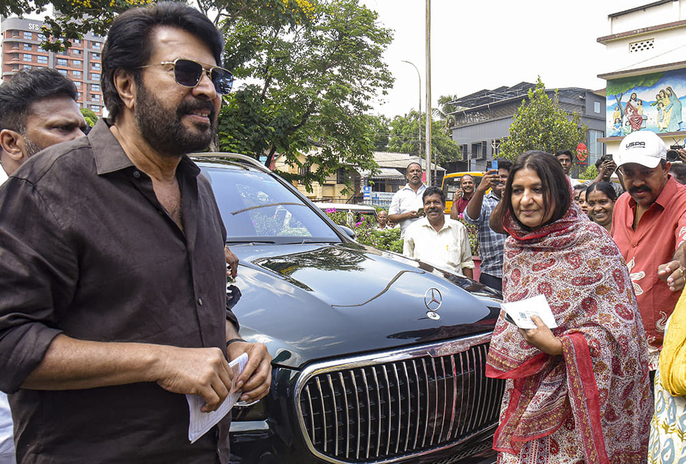 Kerala polls: Mammootty casts vote in Ernakulam