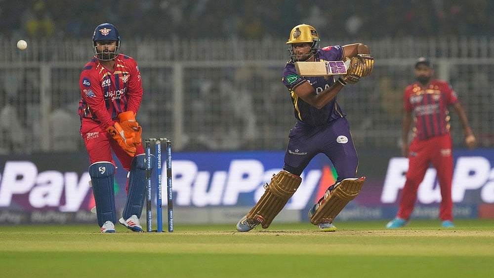 Kolkata Knight Riders' Angkrish Raghuvanshi plays a shot during the Indian Premier League cricket match between Kolkata Knight Riders and Lucknow Super Giants in Kolkata, India. - | Photo: AP/Bikas Das