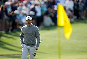 | Photo: AP/Ashley Landis : Rory McIlroy, of Northern Ireland, walks to green on the 16th hole during a practice round ahead of the Masters golf tournament at the Augusta National Golf Club, in Augusta, Georgia.