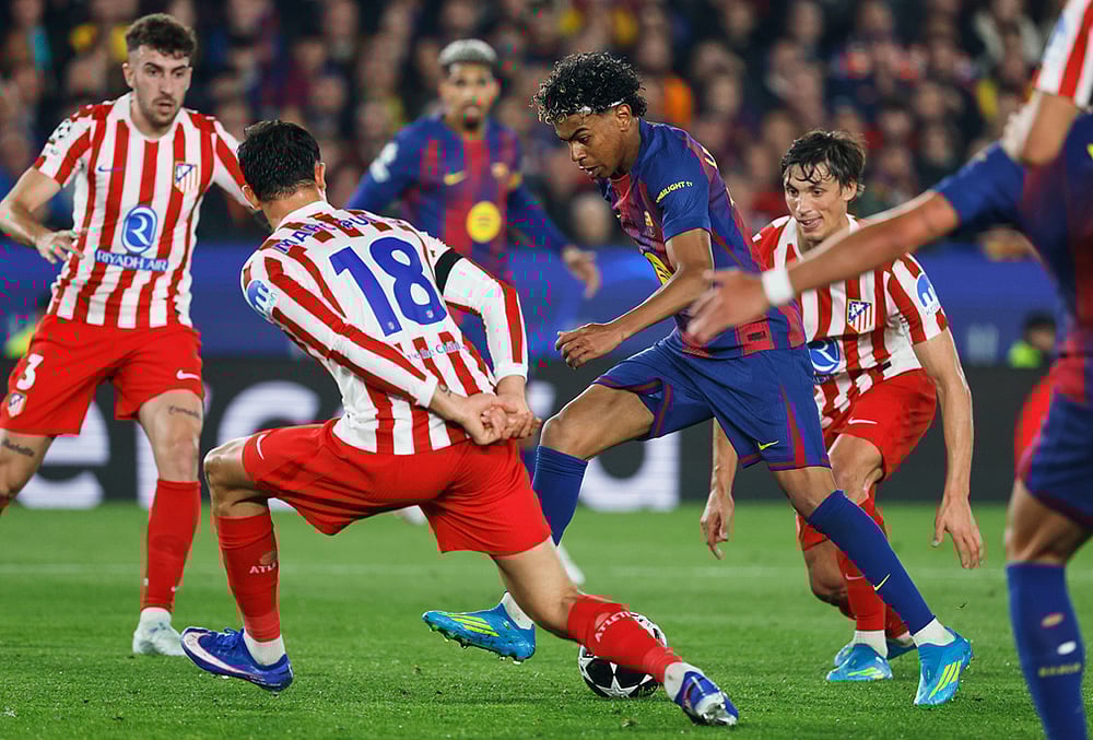 FC Barcelona Vs Atletico Madrid Champions League quarterfinal match-Lamine Yamal