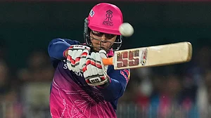 AP/Anupam Nath : Vaibhav Sooryavanshi plays a shot during the Indian Premier League match between Royal Challengers Bengaluru and Rajasthan Royals in Guwahati.