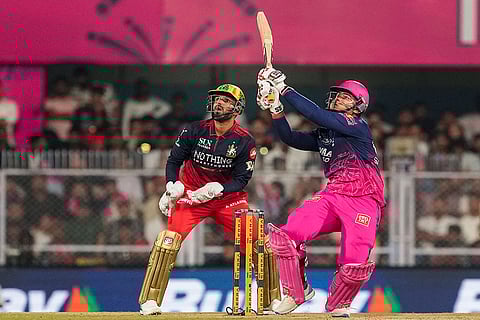 Rajasthan Royals' Vaibhav Sooryavanshi plays a shot during the Indian Premier League (IPL) 2026 T20 cricket match between Rajasthan Royals and Royal Challengers Bengaluru, in Guwahati.