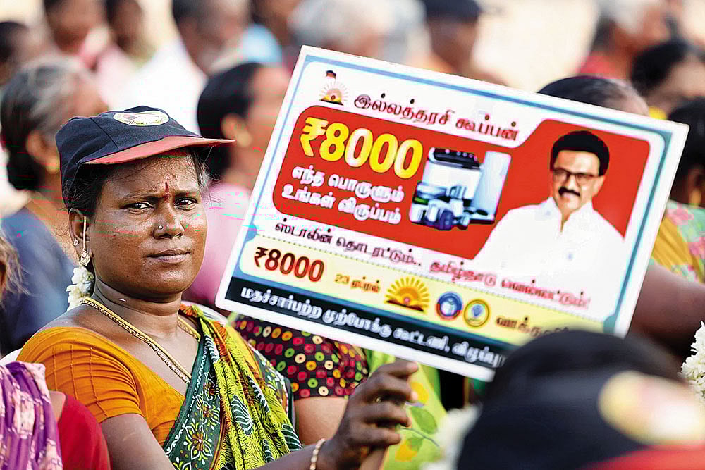 Women Voters: A DMK supporter at Chief Minister M.K. Stalin’s Villupuram rally  - | Courtesy: facebook