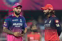 RR Vs RCB, IPL 2026 In Pics: See Best Photos From Indian Premier League Match 16 At Guwahati's Barsapara Stadium | Photo: AP/Anupam Nath : Rajasthan Royals' captain Riyan Parag, left talks with Royal Challengers Bengaluru's captain Rajat Patidar prior to the coin toss of the Indian Premier League cricket match between Royal Challengers Bengaluru and Rajasthan Royals in Guwahati, India.